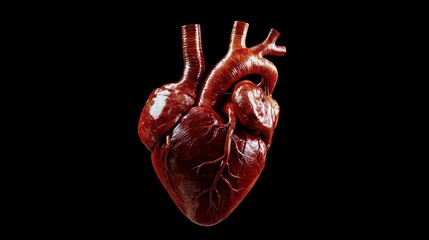 A 3D model of the human heart with detailed arteries and veins