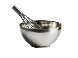 Stainless steel mixing bowl with a whisk inside