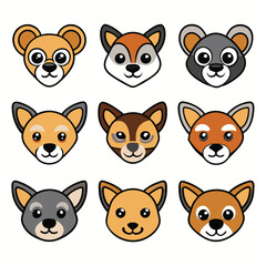 Fototapeta premium Funny cartoon pet animal heads collection vector set