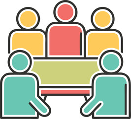 Business Meeting Icon &ndash; Team Collaboration Around a Table