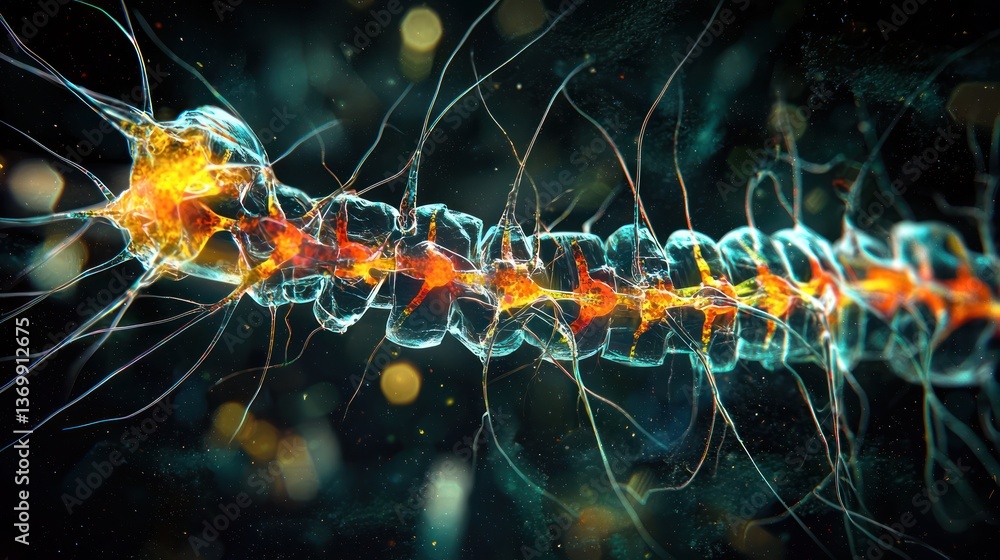 Aufkleber a 3d rendering of the spinal cord showing nerve connections