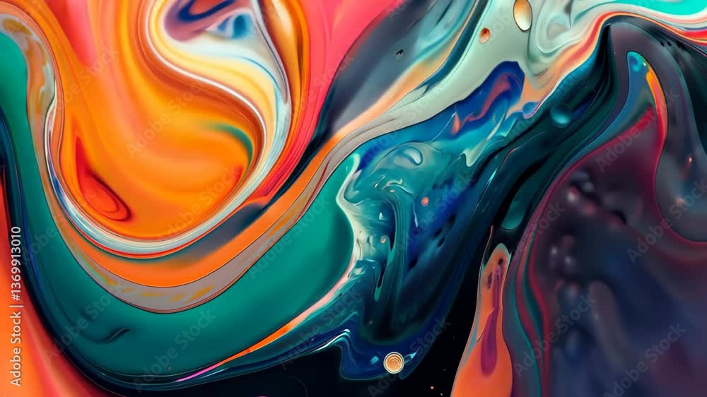 Poster an abstract composition showcases a blend of vibrant colors swirling together, creating a lively and