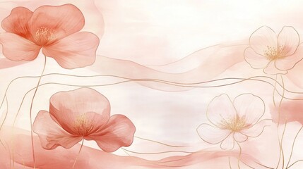 Delicate Pink Flowers on Flowing Fabric