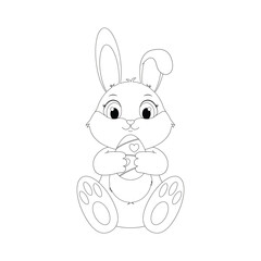 Cute Bunny Coloring Page Holding an Egg