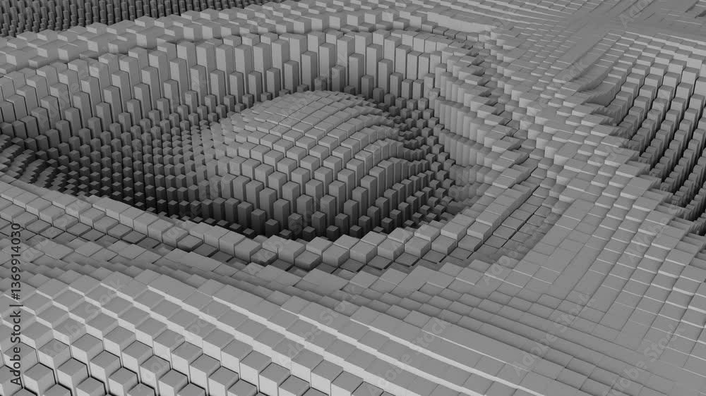 Poster 3d render animation background with abstract moving shape in grey color