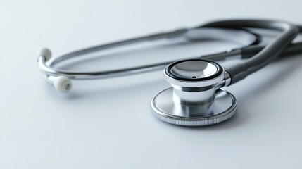 Close-Up of Stethoscope on Plain White Background for Medical Use