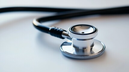 Close-Up of a Stethoscope Laid on a Simple White Surface
