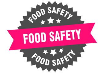food safety. food safety round pink label isolated on transparent background
