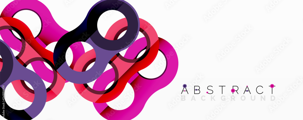 Aufkleber Abstract circle element composition with overlapping circular and tubular shapes featuring smooth gradients, transparency effects, and dynamic layering