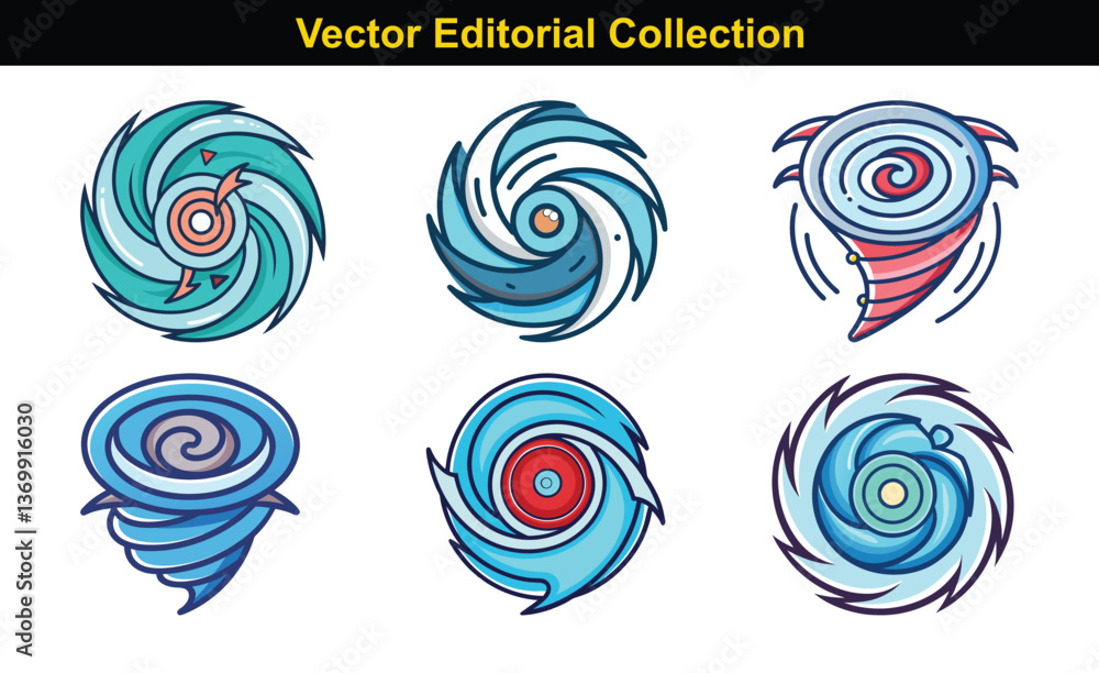 Poster vector collection of abstract spiral patterns, a vector collection featuring various abstract spiral