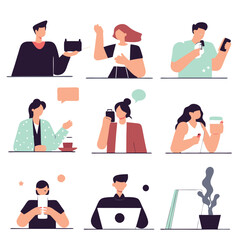 Business team people avatars icon set for office worker design