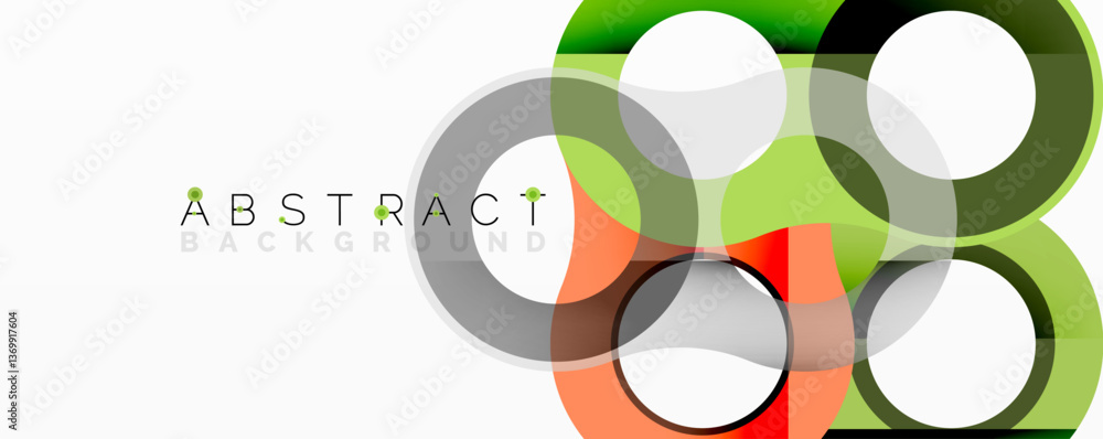 Poster Abstract circle element composition with overlapping circular and tubular shapes featuring smooth gradients, transparency effects, and dynamic layering