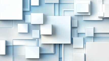 Modern white geometric square background with layered paper cut-out effect, clean and minimalistic design.