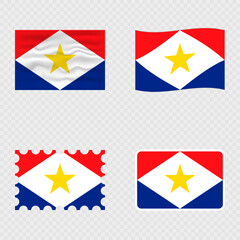 Saba national flag in four different styles.