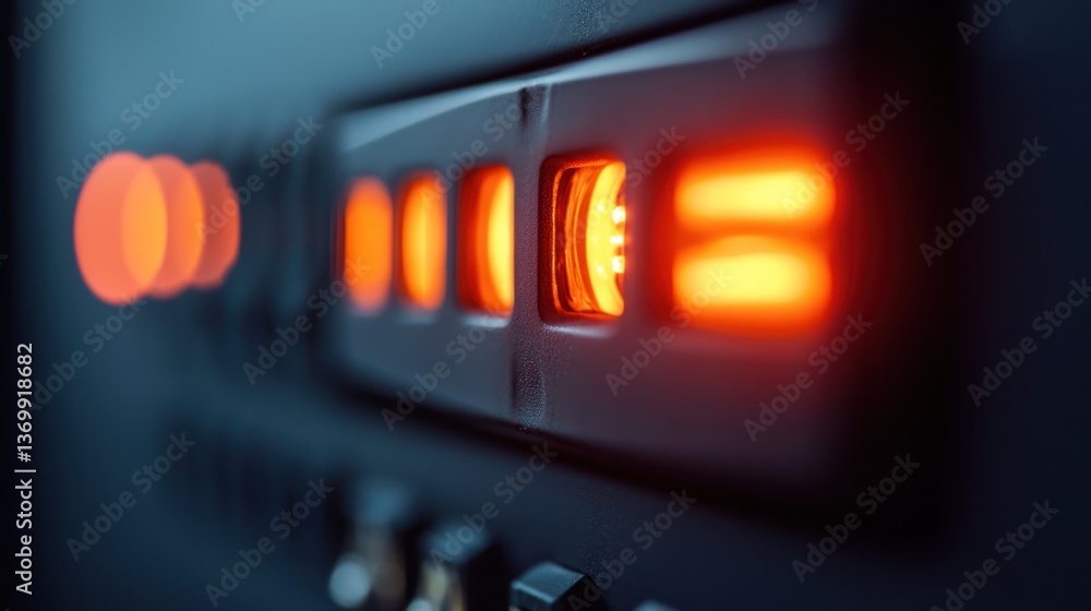 Poster a close-up of a surge protectorâ€™s indicator light, showing itâ€™s active.