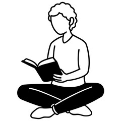 A silhouette of a student sitting cross-legged on the floor, studying with a book open in front of them