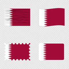 Qatar national flag in four different styles.