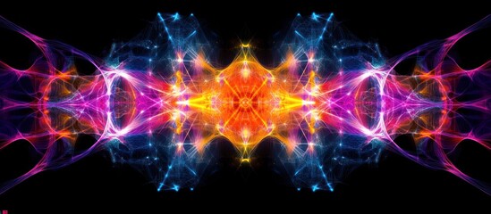 Fototapeta premium Abstract energy flow, vibrant colors, dark background, cosmic design (1)