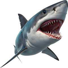Massive Megalodon shark swims through ancient ocean depths.