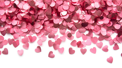 Obraz premium A large pile of pink glittery heart-shaped confetti