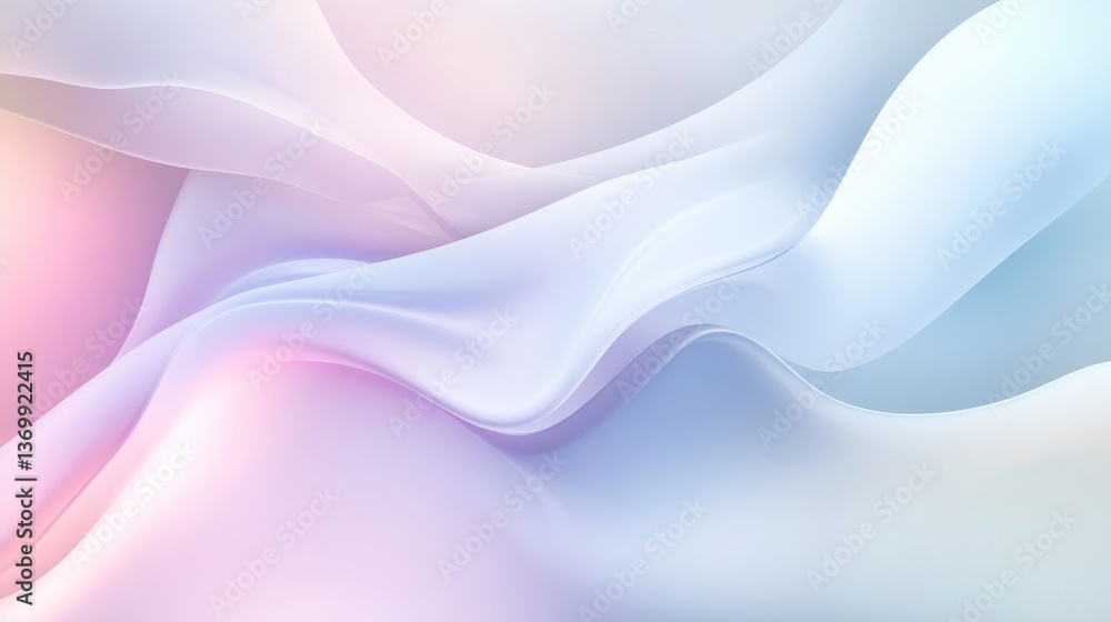 Poster elegant flowing white curves create a serene minimalist background with soft pastel gradients for mo