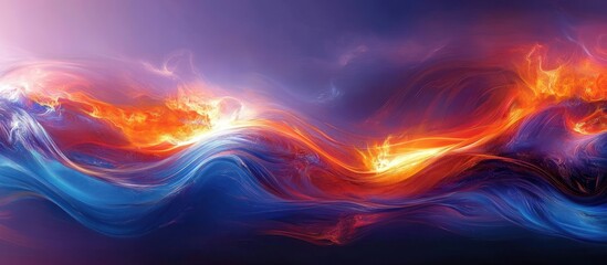 Abstract fiery waves, cosmic background, energy flow, design