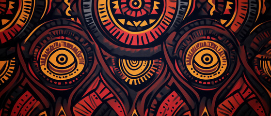 Tribal Eye Motif in Warm Colors, Wide Aspect Ratio, Bookmark Background