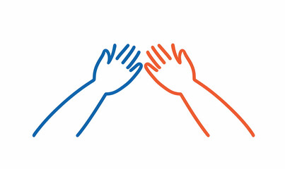 Fototapeta premium Hands Raised Together in Cooperation Symbolizing Unity and Support