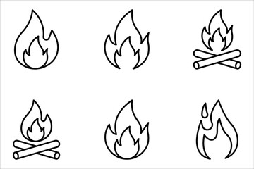 Fire icon vector set. Fire flame symbol. Flame icon collection. Fire silhouette icon, vector illustration on a white background.