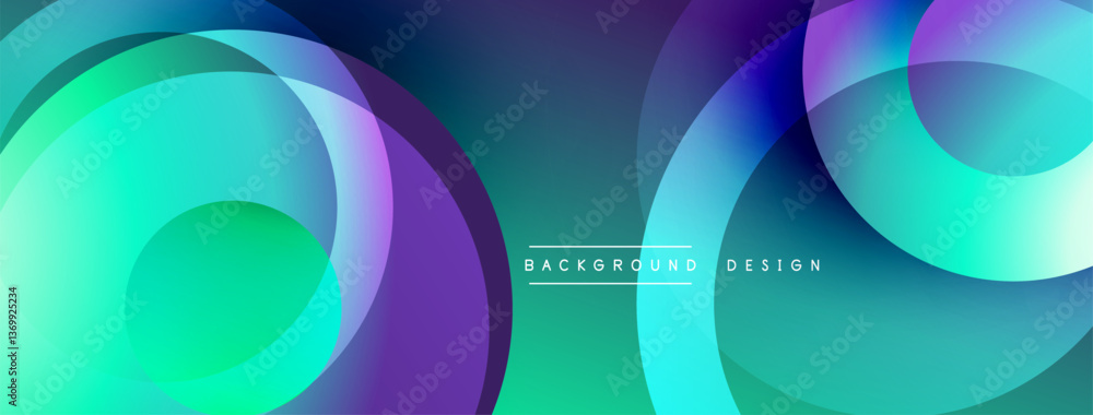 Poster Abstract composition with layered circular elements, blending gradients and soft transitions, creating a sense of depth, motion, and visual harmony