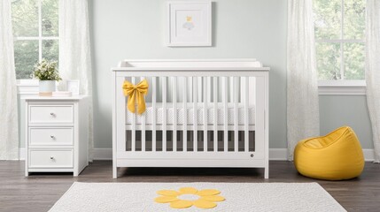Cozy Nursery with Crib, Simple Decor and Soft Natural Light