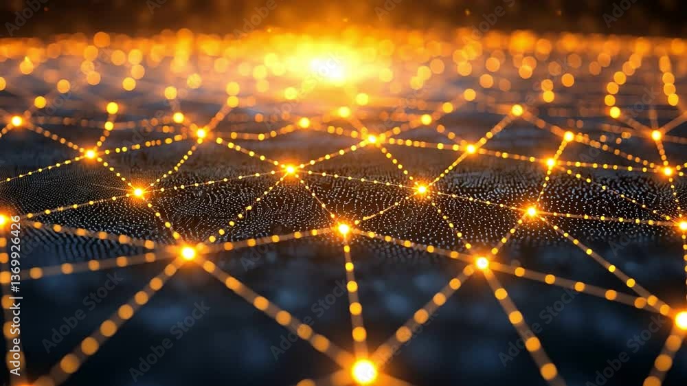 Poster illuminated glowing network captivating connections on dark surface create mesmerizing visual experi