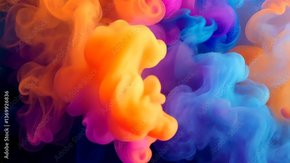 Poster the artwork features an explosion of colorful smoke in vivid shades, blending seamlessly as it forms