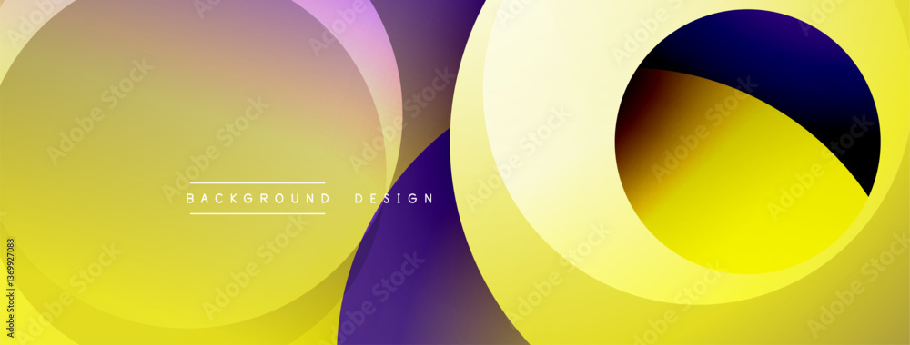Poster Abstract composition with layered circular elements, blending gradients and soft transitions, creating a sense of depth, motion, and visual harmony
