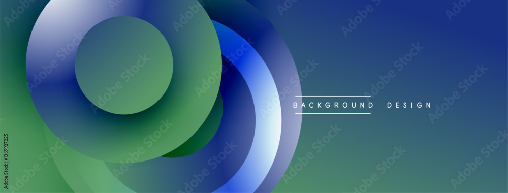 Poster Layered circular shapes in vivid colors form a gradient-rich abstract design with smooth transitions, depth effects, and a modern, futuristic aesthetic