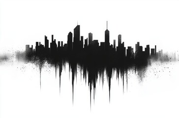 Obraz premium Silhouette of a city skyline in a vector illustration with buildings, skyscrapers, and urban architecture