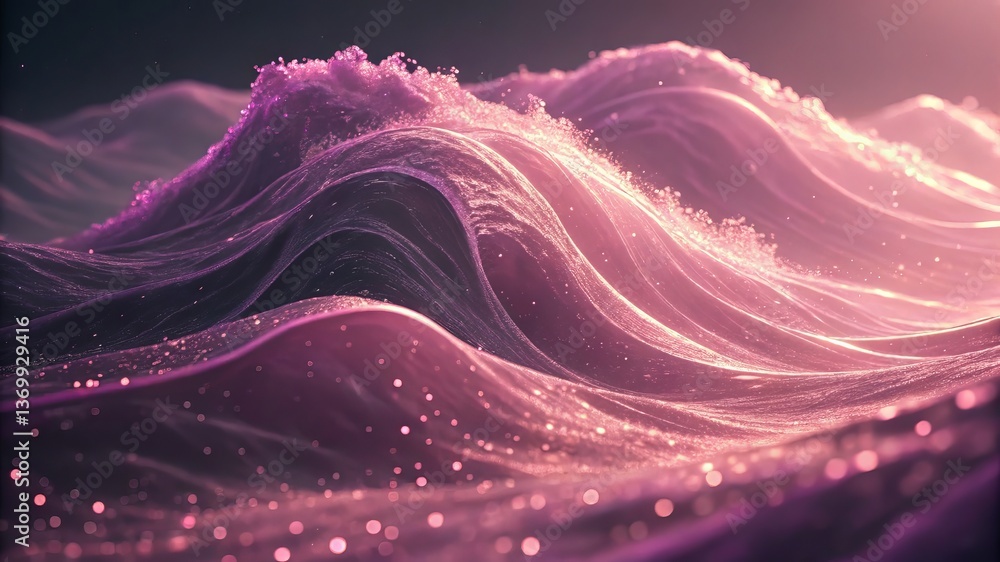 Aufkleber abstract waves with a purple hue and sparkling details.