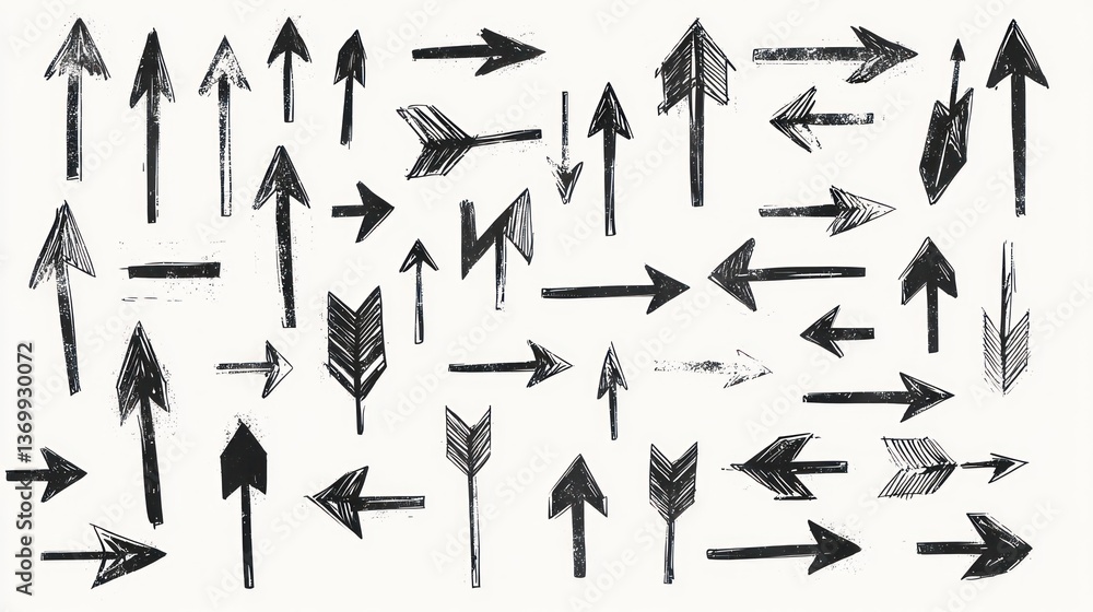 Poster a digital archive of hand-drawn arrows, meticulously scanned and optimized for seamless integration 