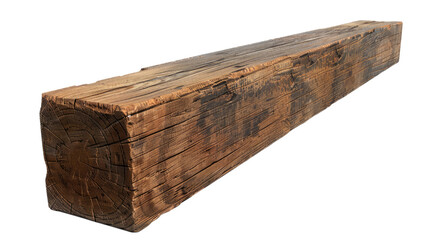 Fototapeta premium Weathered Timber Beam: Capturing the robust character and rustic charm of an aged timber beam, revealing the natural grain and textures in its weathered surface.