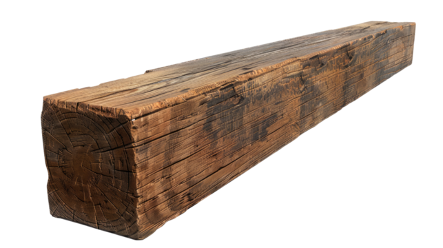 Weathered Timber Beam: Capturing the robust character and rustic charm of an aged timber beam, revealing the natural grain and textures in its weathered surface.