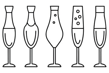 Champagne line art illustration for elegant decor design (2)