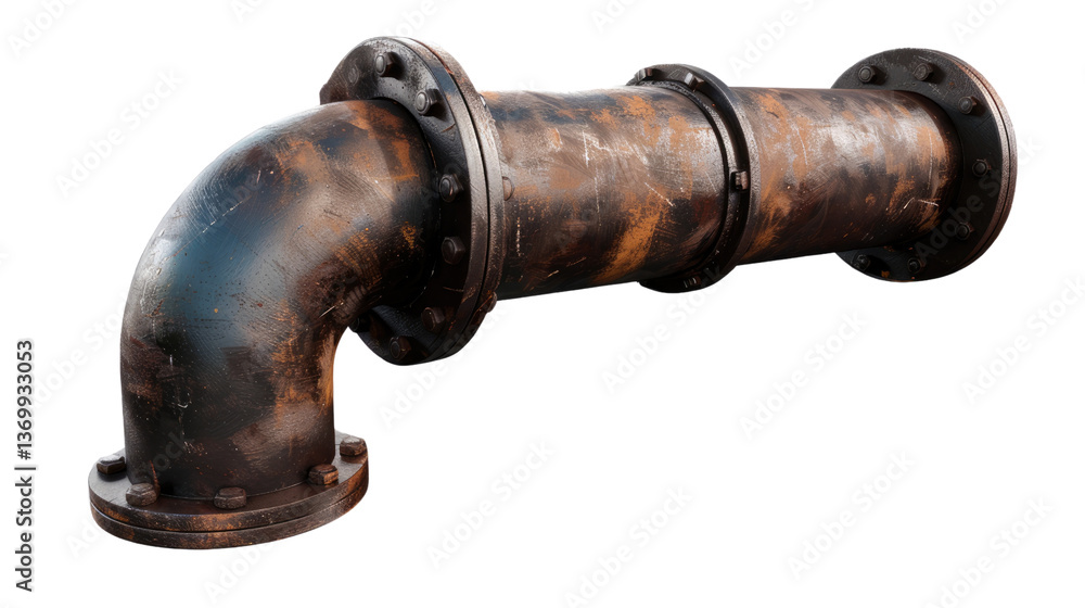 Aufkleber rust pipe structure: a detailed view of a rusty pipe structure with its aged surface revealing a sto