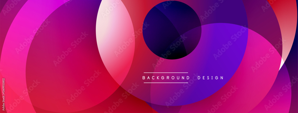 Poster Layered circular shapes in vivid colors form a gradient-rich abstract design with smooth transitions, depth effects, and a modern, futuristic aesthetic