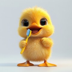Cute Chick Brushing Teeth