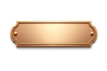 Metal rose gold name plate or name plaque isolated on white background 