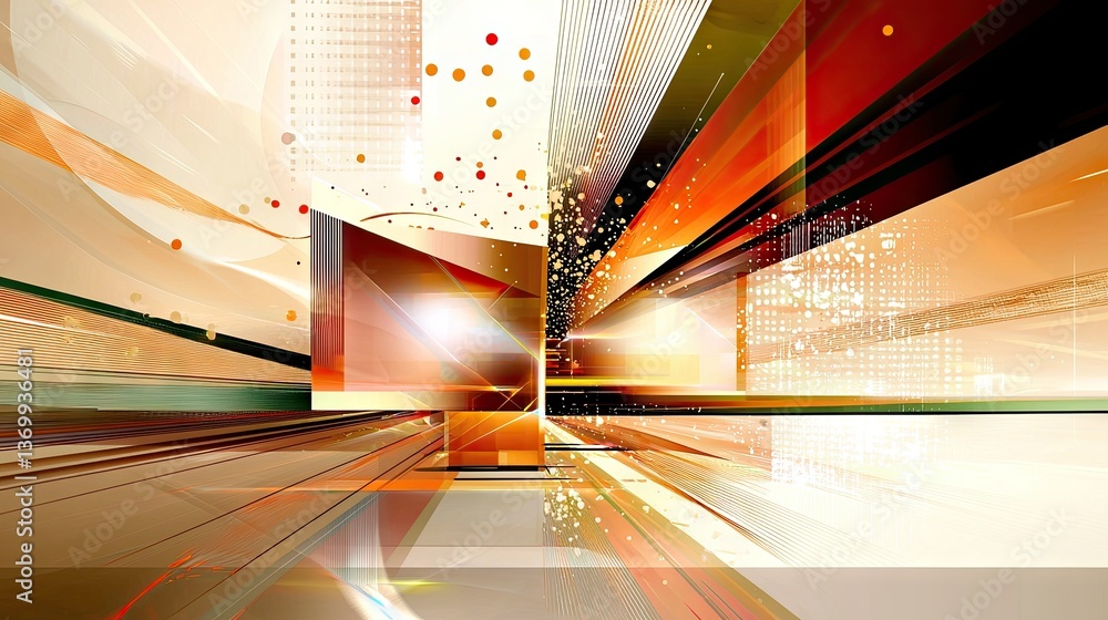 Aufkleber ultra-modern abstract orange banner with angular layering, high-gloss reflections, and a striking te