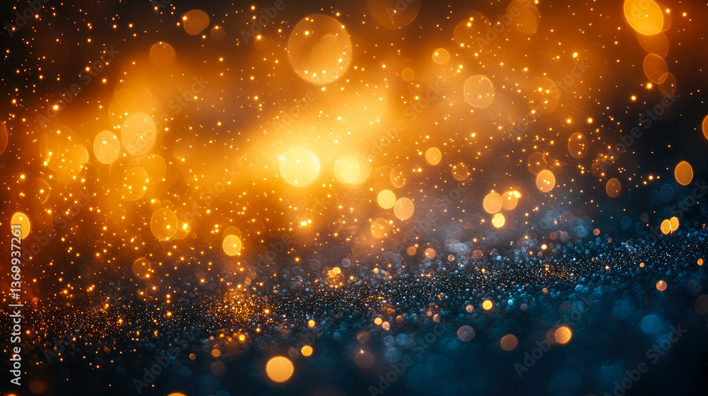 Poster an enchanting image featuring a mystical golden bokeh effect that evokes a sense of wonder and joy i