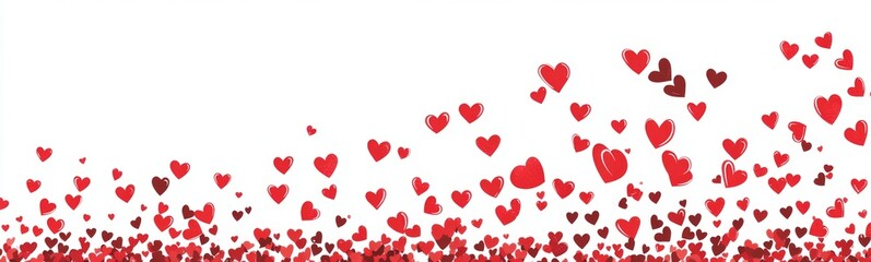 Falling hearts background, love, celebration, white backdrop