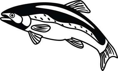 Cartoon vector illustration of a fish swimming in the ocean