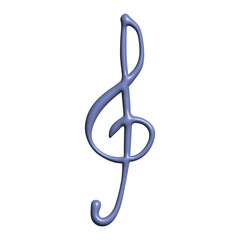 Naklejka premium 3d treble clef . Hand drawn musical symbol. Single element for print, web, design, decor, logo
